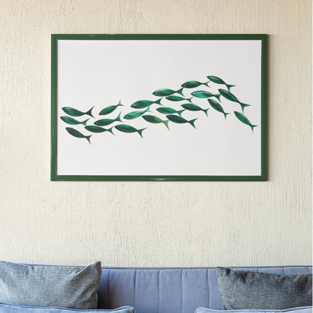 Green School of Fish Watercolor Poster (Creator Uploaded)