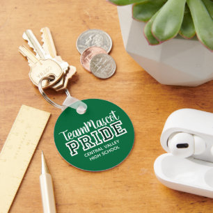 Green School Pride Mascot Name Keychain