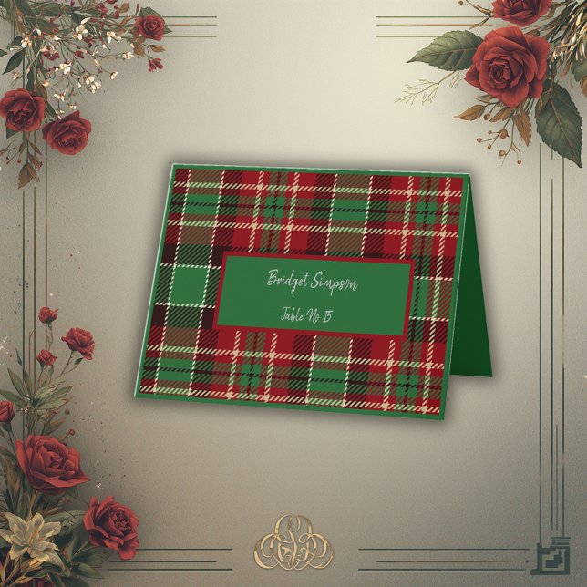green scottish country wedding guest seating card (Creator Uploaded)