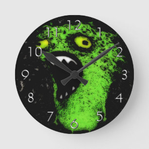 Green Scream Round Clock