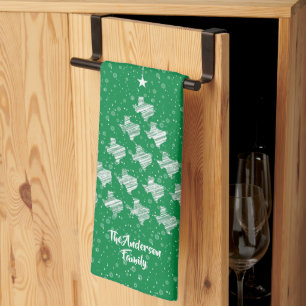 Green Scribbled Texas Christmas Tree Kitchen Towel