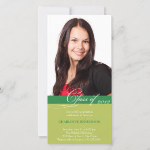 Green script class of graduation announcement