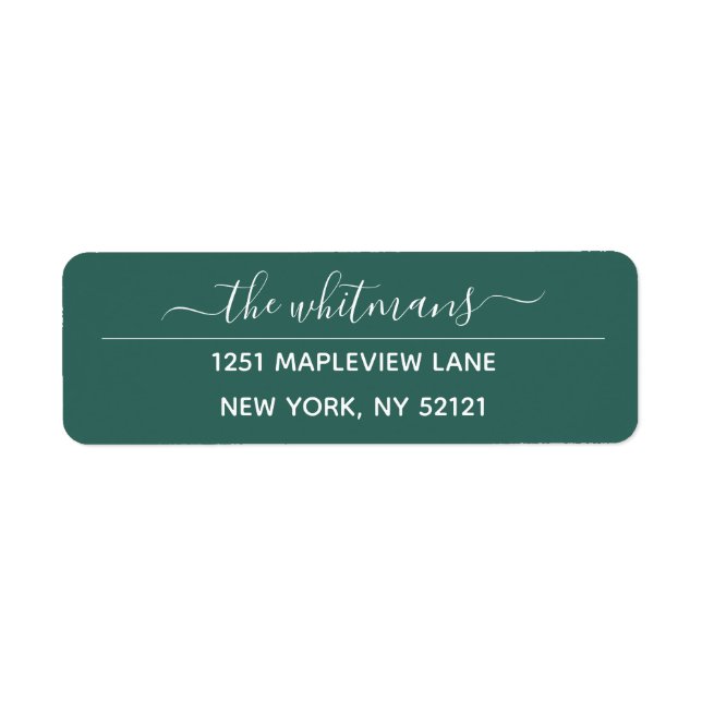 Green Script Return Address Label (Front)