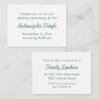 Green Script Temple Sealing & Meal Invitation
