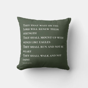 Green Scripture Verse Isaiah 40 Cushion