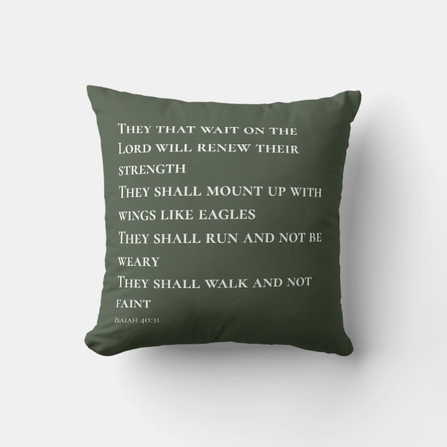 Green Scripture Verse Isaiah 40 Cushion (Front)