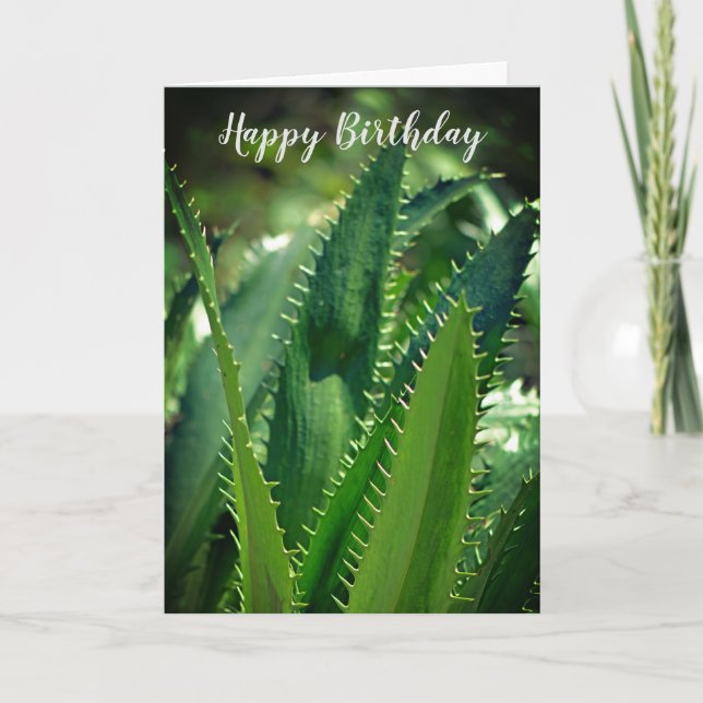 Green Sea Leaf Garden Plant Happy Birthday Card (Front)