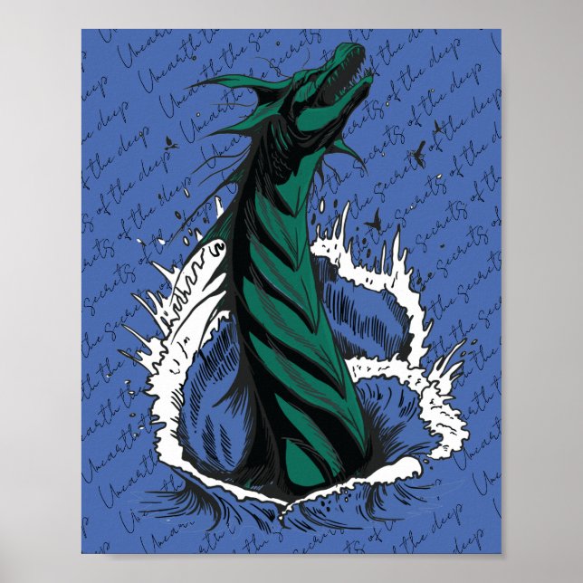 Green Sea Monster Serpent Ocean Waves Poster (Front)