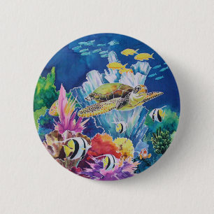 Green Sea Turtle 6 Cm Round Badge