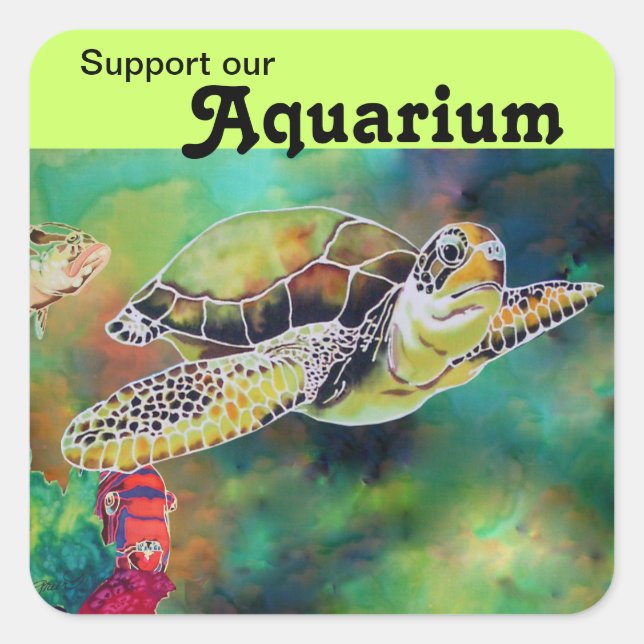 Green Sea Turtle Aquarium Support Sticker (Front)