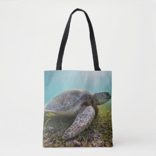 Green Sea Turtle At Dusk   Akumal Bay Tote Bag
