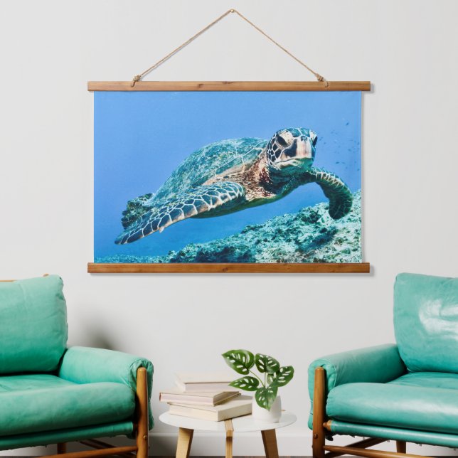 Green Sea Turtle  Hanging Tapestry (Living Room)