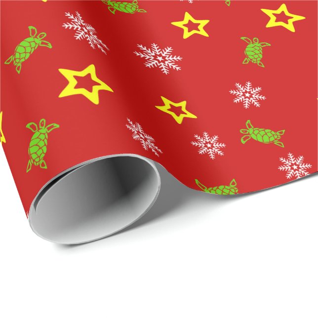 Green Sea Turtle Holiday  Wrapping Paper (Roll Corner)