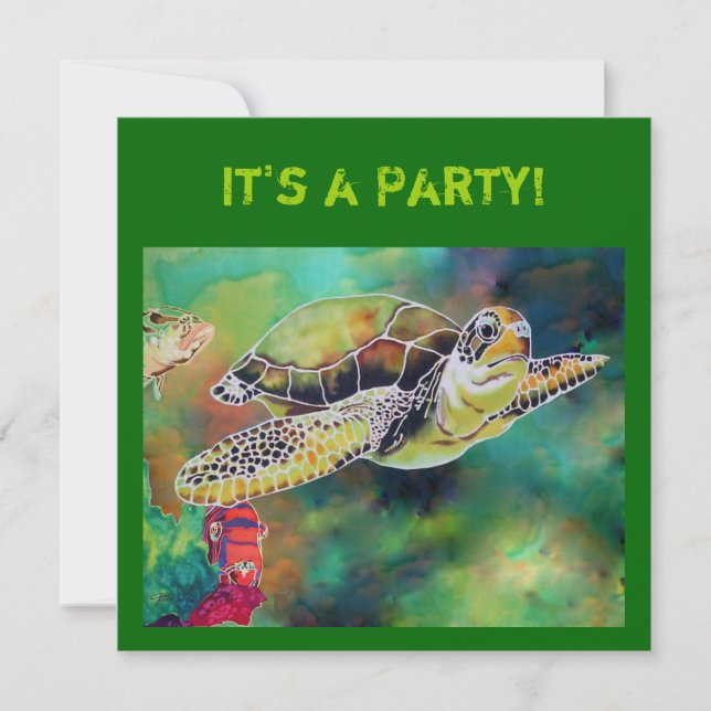 Green Sea Turtle Invitation Card (Front)