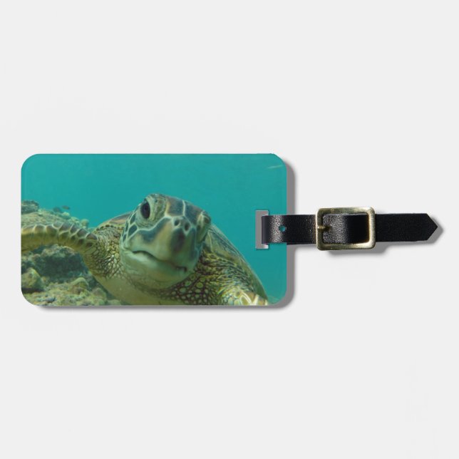 Green Sea Turtle Luggage Tag (Front Horizontal)