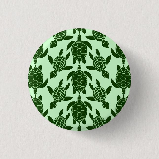 Green Sea Turtle Pretty Animal Pattern 3 Cm Round Badge (Front)