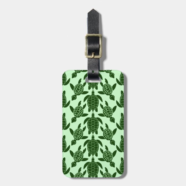 Green Sea Turtle Pretty Animal Pattern Luggage Tag (Front Vertical)
