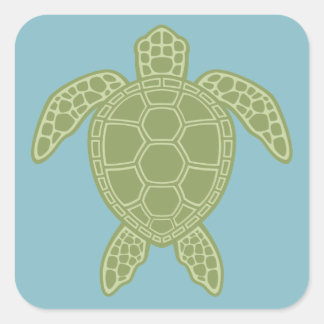 Green Sea Turtle Square Sticker