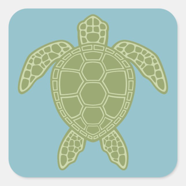Green Sea Turtle Square Sticker (Front)