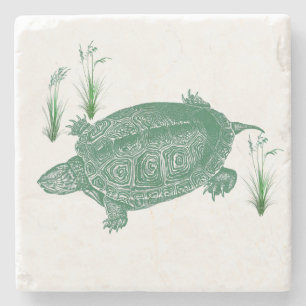 Green Sea Turtle Stone Coaster