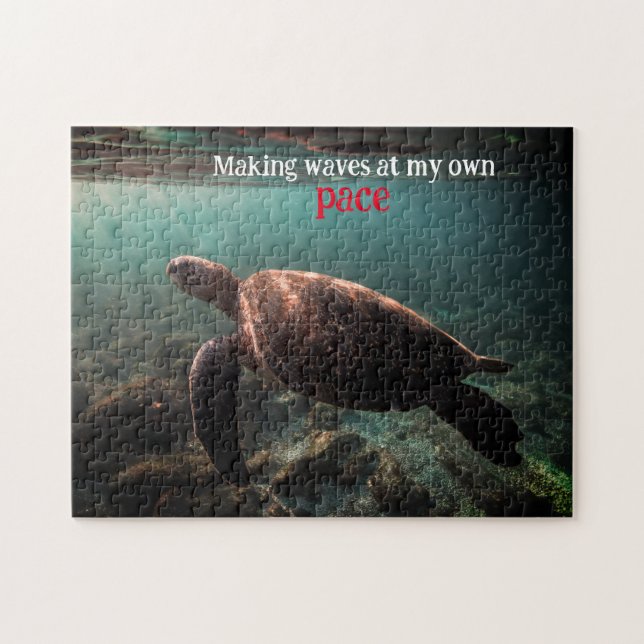Green sea turtle swimming underwater jigsaw puzzle (Horizontal)