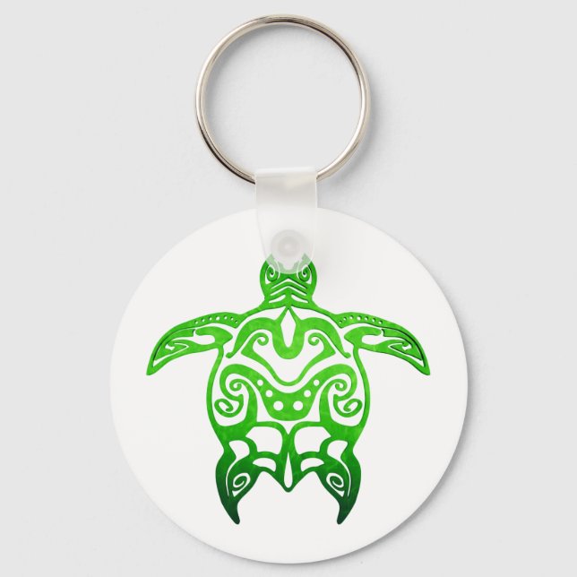 Green Sea Turtle Tribal Key Ring (Front)
