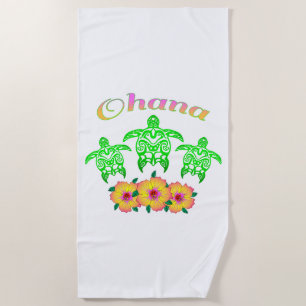 Green Sea Turtles Hawaiian Ohana Beach Towel