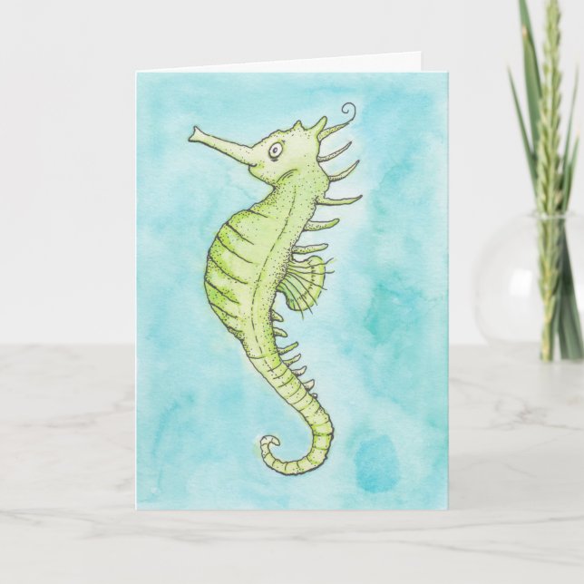 Green Seahorse Card (Front)