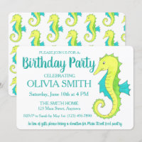 Green Seahorse Sea Horse Beach Birthday Party