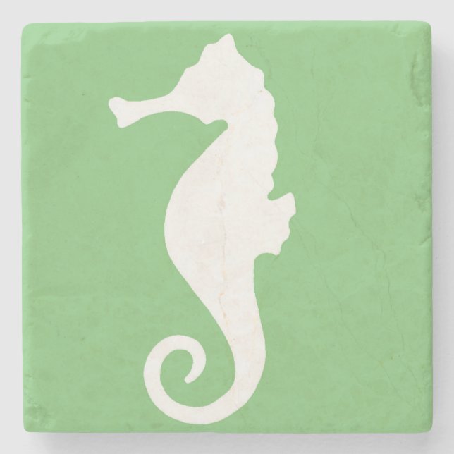 Green Seahorse Stone Coaster (Front)