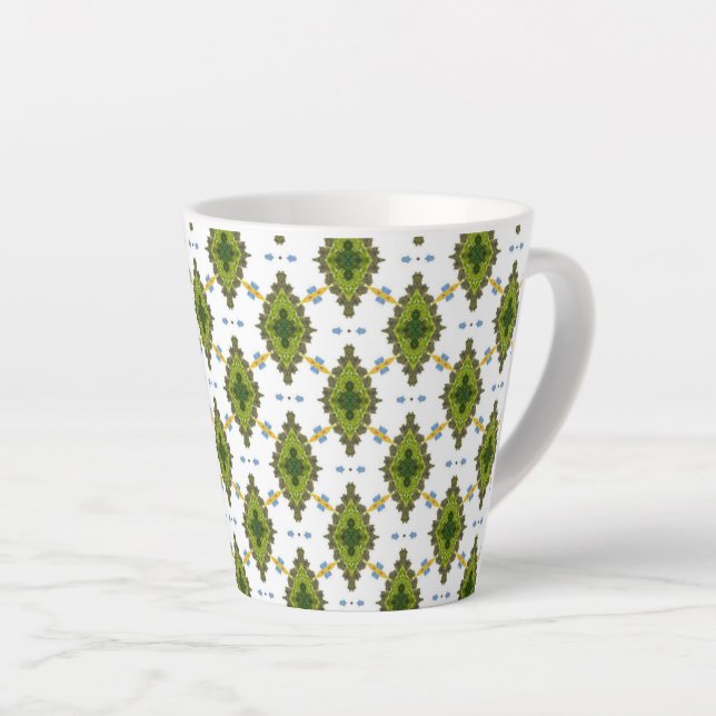Green seamless diamond shape latte mug (Right Angle)