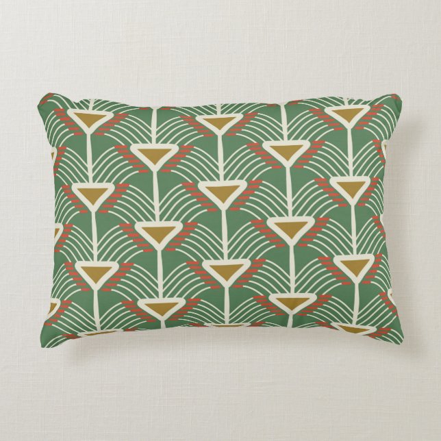 green seamless pattern with lines and geometry sha decorative cushion (Front)