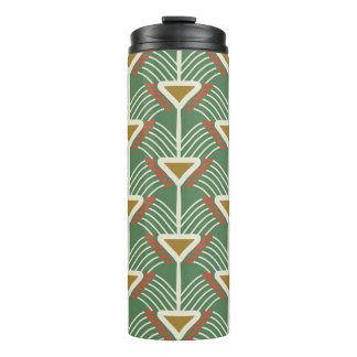 green seamless pattern with lines and geometry sha thermal tumbler