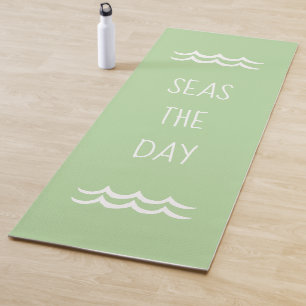 Green Seas the Day Waves Nautical Yoga Mat