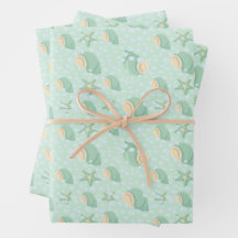 Green Seashells and Bubbles