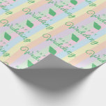 Green Seashells Happy Wedding Text Rainbow Striped Wrapping Paper<br><div class="desc">Featuring graceful seashells and a celebratory “Happy Wedding” message,  this wrap is perfect for beach-loving couples and sunny summer ceremonies.</div>