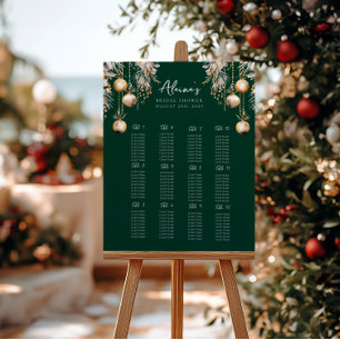 Green Seating Chart Holly Christmas Bridal Theme