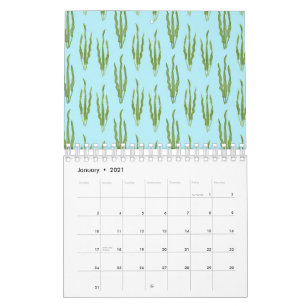 Green Seaweed Ocean Plants Nature Lover Blue Water Calendar