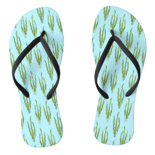 Green Seaweed Ocean Plants Nature Lover Blue Water Jandals