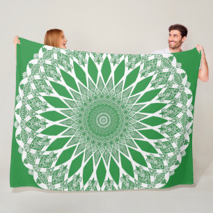 Green Seaweed Tristyns Mandala Fleece Blanket
