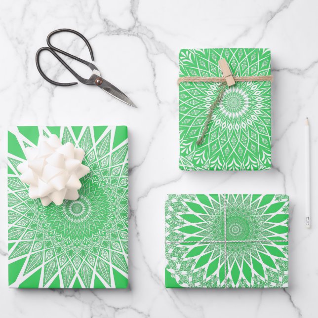 Green Seedling Tristyns Mandala Wrapping Paper Sheet (Front)