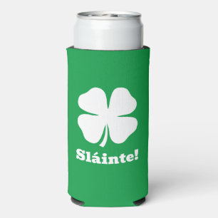 Green seltzer can cooler for St Patrick's Day