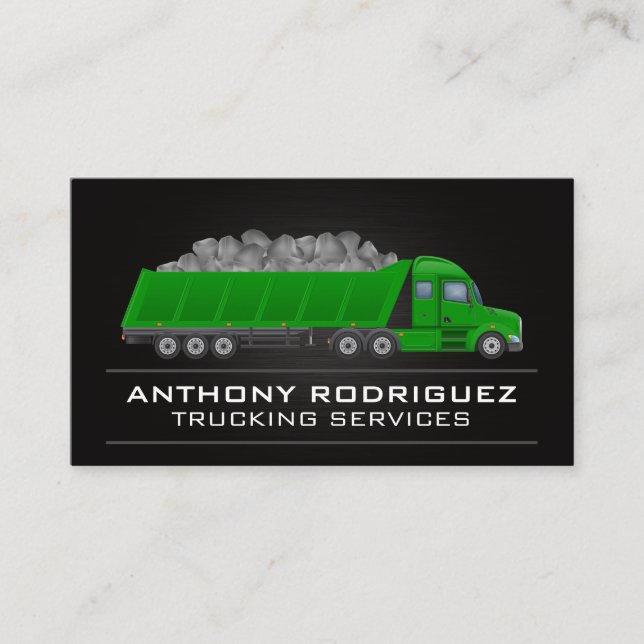 Green Semi Driver | Logistics Transport Business Card (Front)