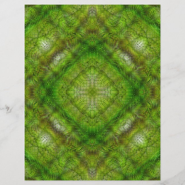 Green Serene Gardens Bulk Scrapbook Paper Pages (Front)