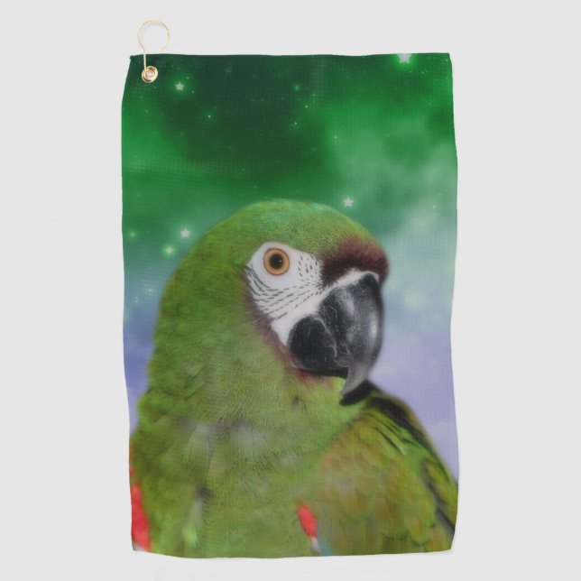 Green Severe Macaw Parrot Bird Art  Golf Towel (Front)