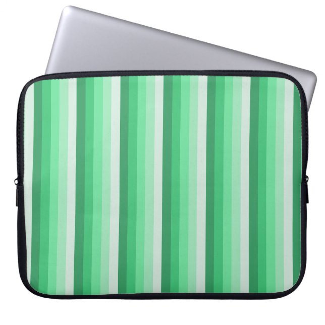 Green shadow stripes laptop sleeve (Front)