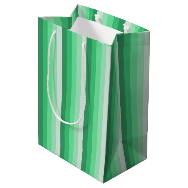 Green shadow stripes medium gift bag (Back Angled)