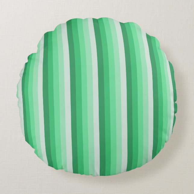 Green shadow stripes round cushion (Front)