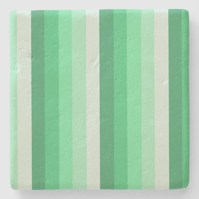 Green shadow stripes stone coaster (Front)