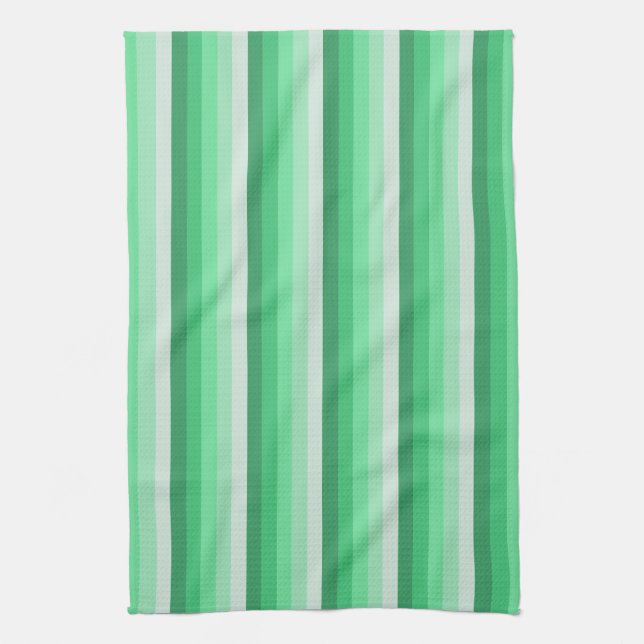 Green shadow stripes tea towel (Vertical)